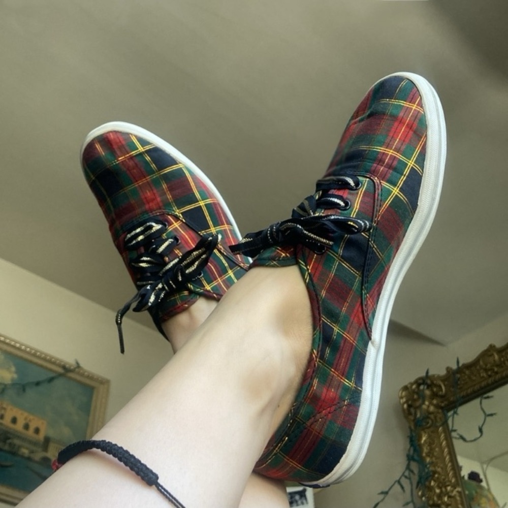 Keds Plaid Canvas Sneakers - Red, Green, Gold